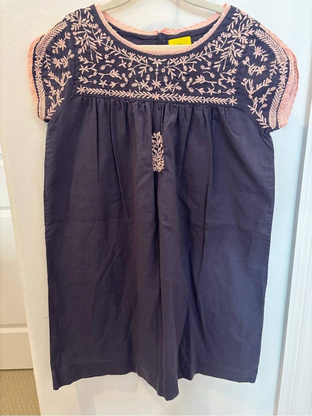 Roller Rabbit Navy Dress with Pink Embroidery